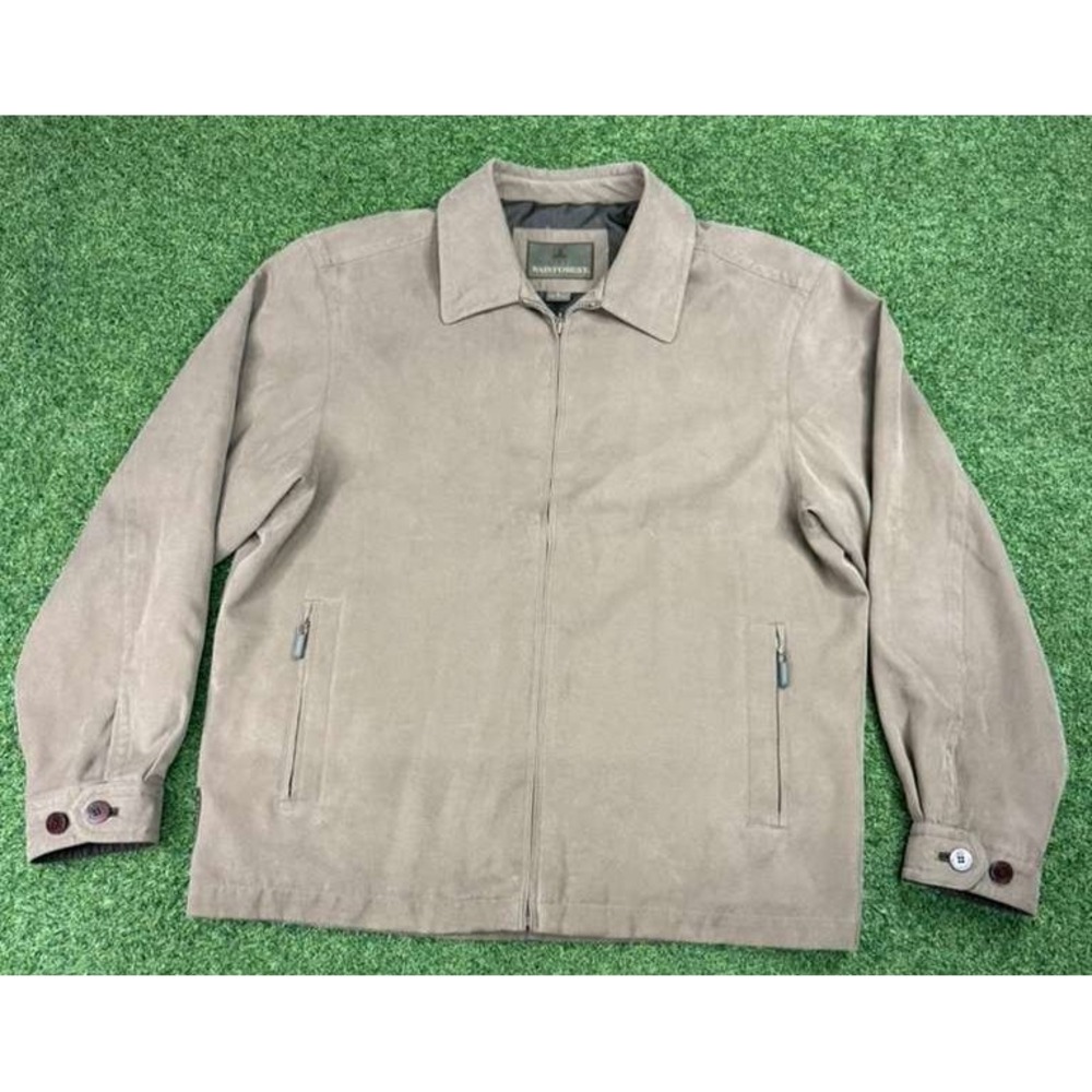 Rainforest Harrington Bomber Jacket Mens Large Brown Lined Full Zip Outdoor